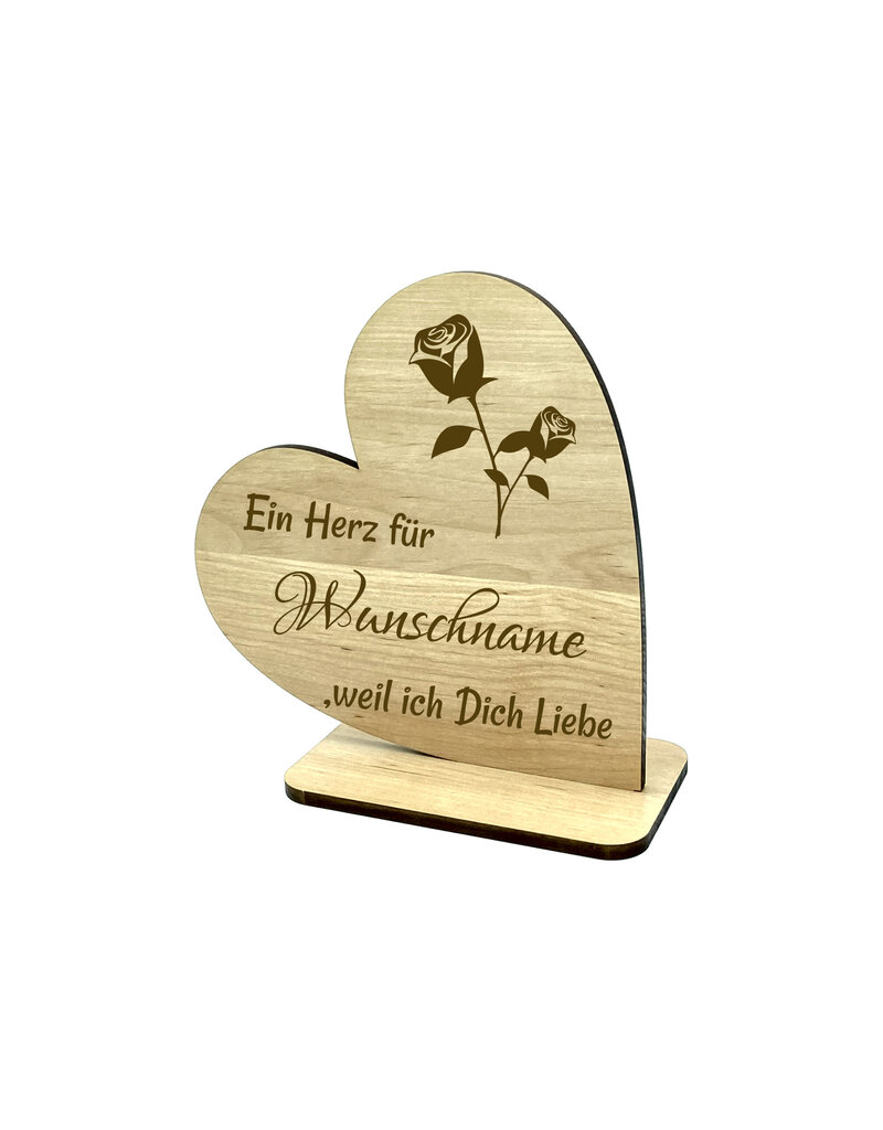 KS Laserdesign Personalisiere das Deko Herz "Weil ich Dich Liebe" mit persönlicher Gravur !