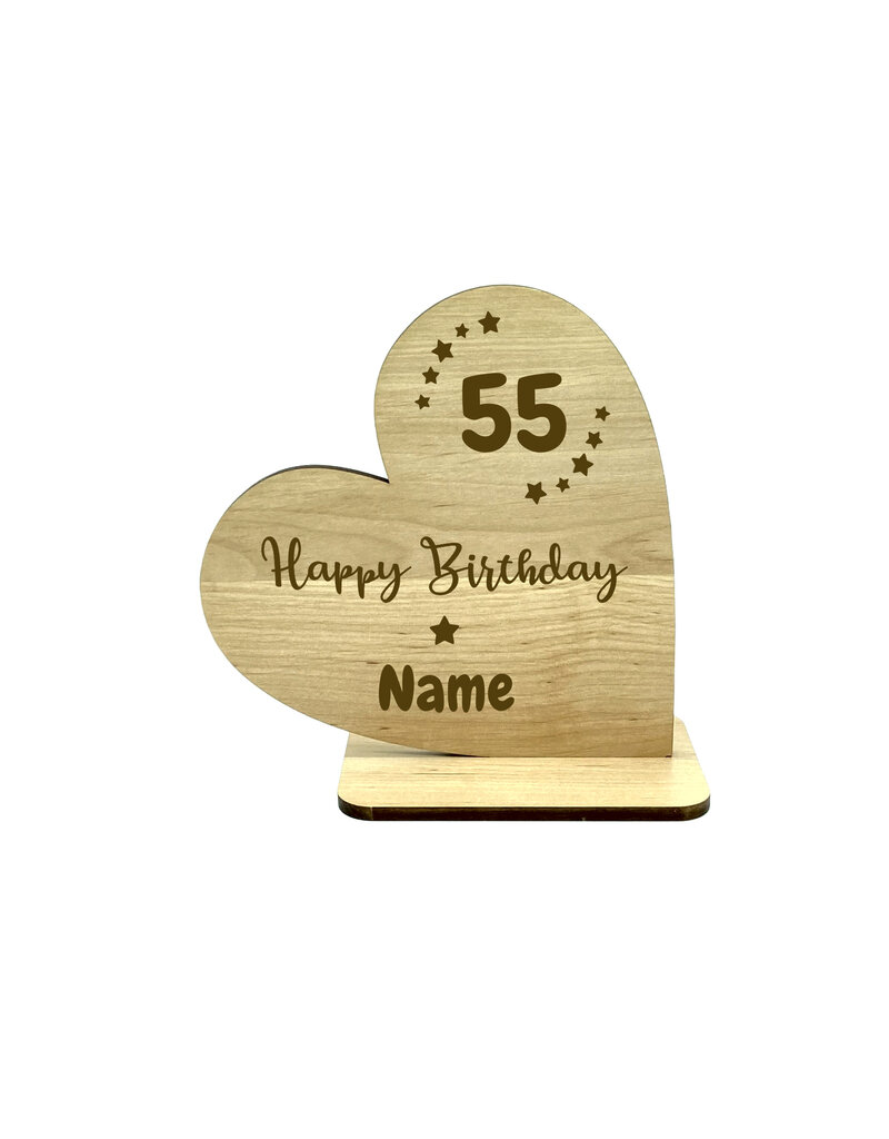 KS Laserdesign Personalisiere das Deko Herz "55. Geburtstag" mit persönlicher Gravur !