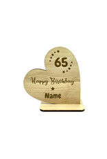 KS Laserdesign Personalisiere das Deko Herz "65. Geburtstag" mit persönlicher Gravur !