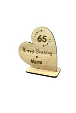 KS Laserdesign Personalisiere das Deko Herz "65. Geburtstag" mit persönlicher Gravur !