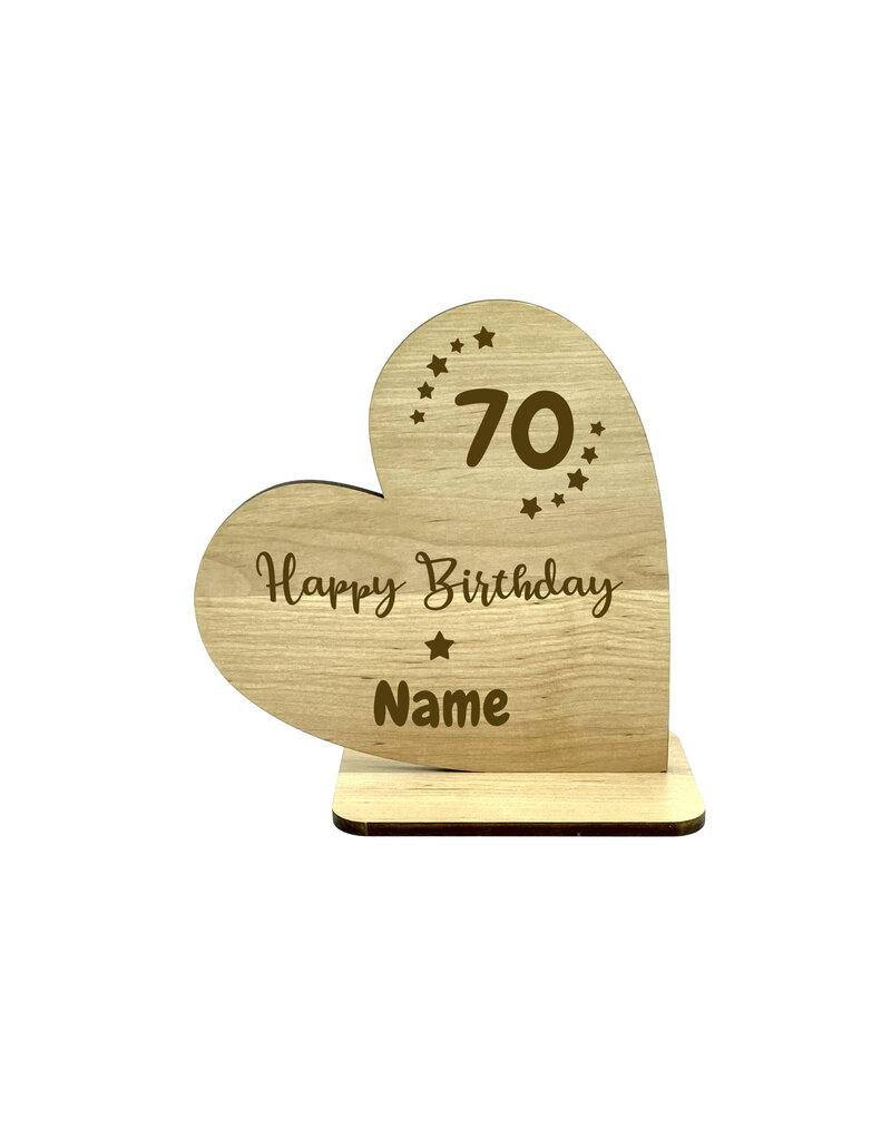 KS Laserdesign Personalisiere das Deko Herz "70. Geburtstag" mit persönlicher Gravur !