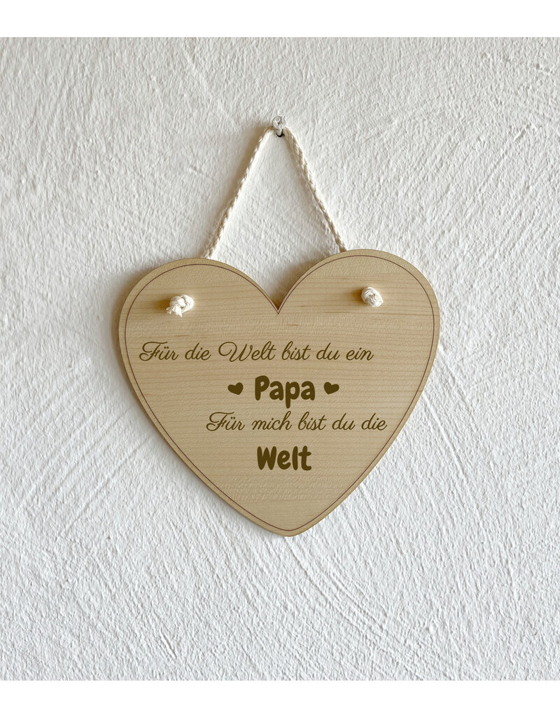 KS Laserdesign Das Deko Herz zum Hängen mit Gravur eignet sich hervorragend als Geschenk für den besten Papa