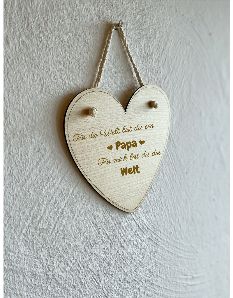 KS Laserdesign Das Deko Herz zum Hängen mit Gravur eignet sich hervorragend als Geschenk für den besten Papa