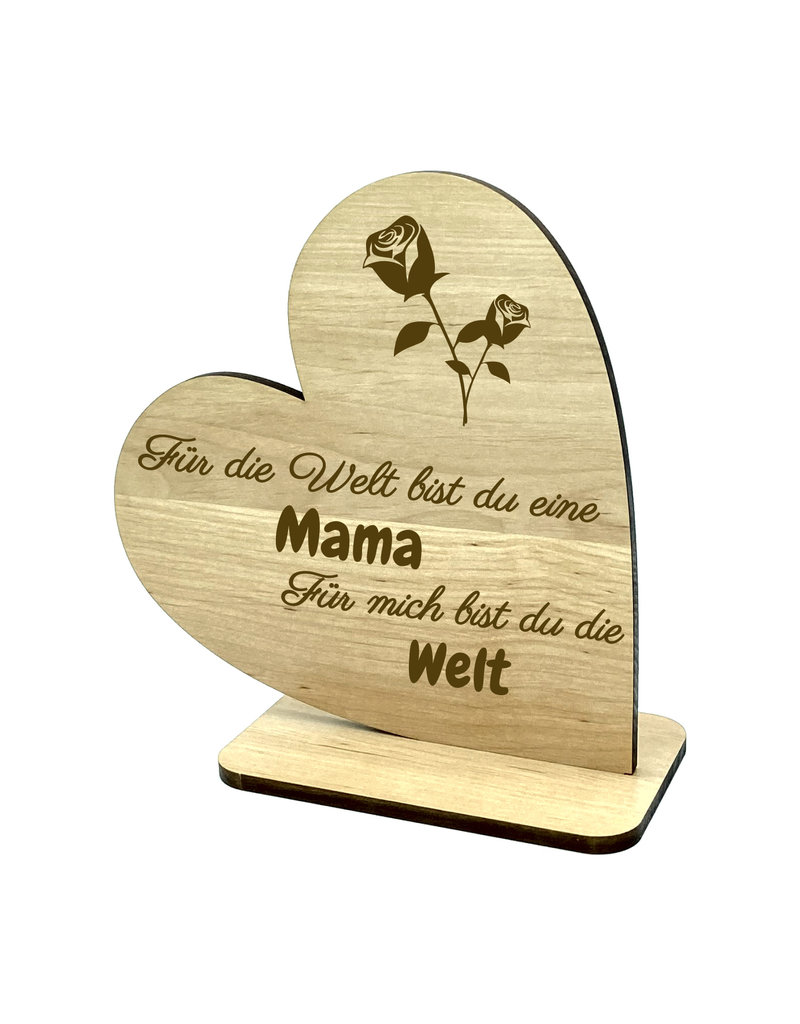 Deko Herz beste Mama echtes Holz Geschenkidee KS Laserdesign
