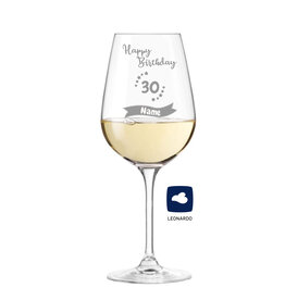 Leonardo Weinglas " zum 30. Geburtstag " mit Name personalisiert