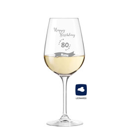 Leonardo Weinglas " zum 80. Geburtstag " mit Name personalisiert