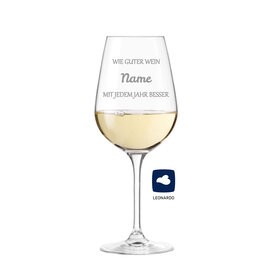 Leonardo Weinglas mit Gravur - wie guter Wein - personalisiert