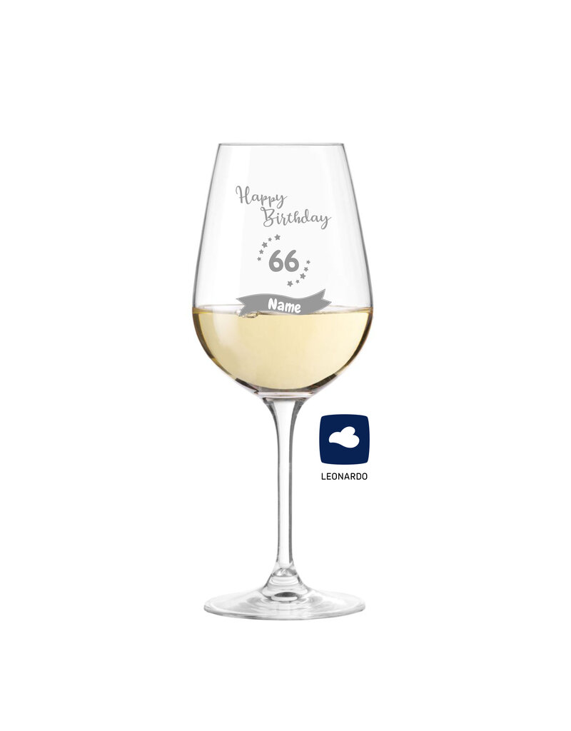 Leonardo Bereite Freude mit dem personalisierten Weinglas zum 66. Geburtstag!