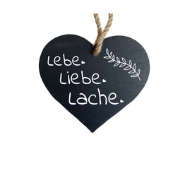 KS Laserdesign Schieferherz mit Gravur -Lebe, Liebe, Lache - Geschenkidee