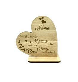 KS Laserdesign Deko Herz Holz -nur die beste Mama wird zur Oma befördert - Geschenkidee