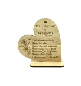 KS Laserdesign Deko Herz Holz - FREUNDE - Geschenke zur Freundschaft