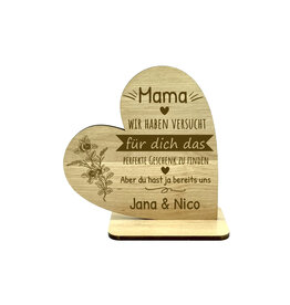 KS Laserdesign Deko Herz Holz  Mama wir haben versucht das perfekte Geschenk zu finden