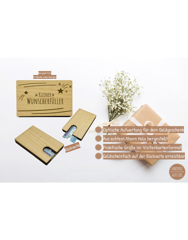 KS Laserdesign Kleine Geldgeschenke Verpackung aus Holz zur Taufe