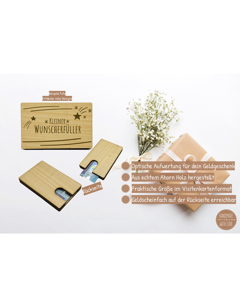 KS Laserdesign Kleine Geldgeschenke Verpackung aus Holz zur Geburt