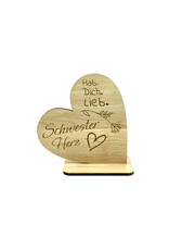 KS Laserdesign Das Deko Herz aus Holz mit Gravur für die beste Schwester !