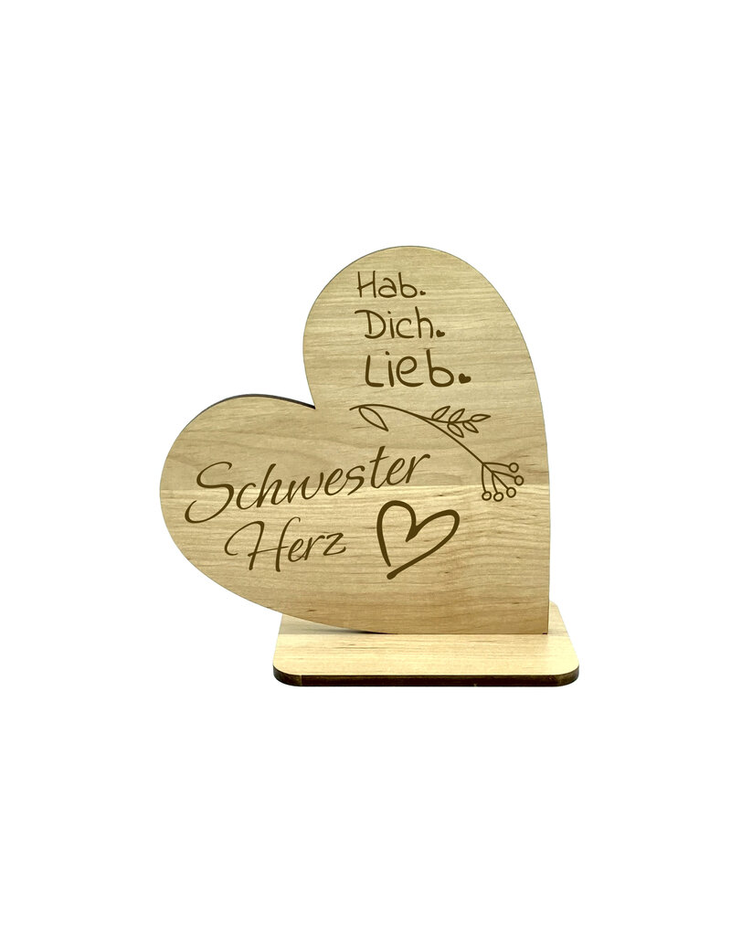 KS Laserdesign Das Deko Herz aus Holz mit Gravur für die beste Schwester !