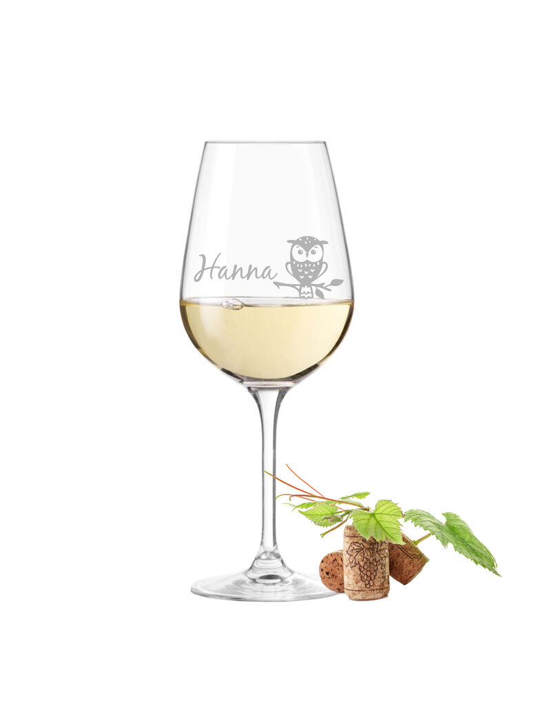 Leonardo Personalisiere das Weinglas "Eule Motiv" mit Name oder Text nach deinen Wünschen!