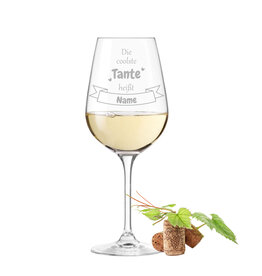 Leonardo Weinglas mit Gravur - coolste Tante - personalisiert mit Name