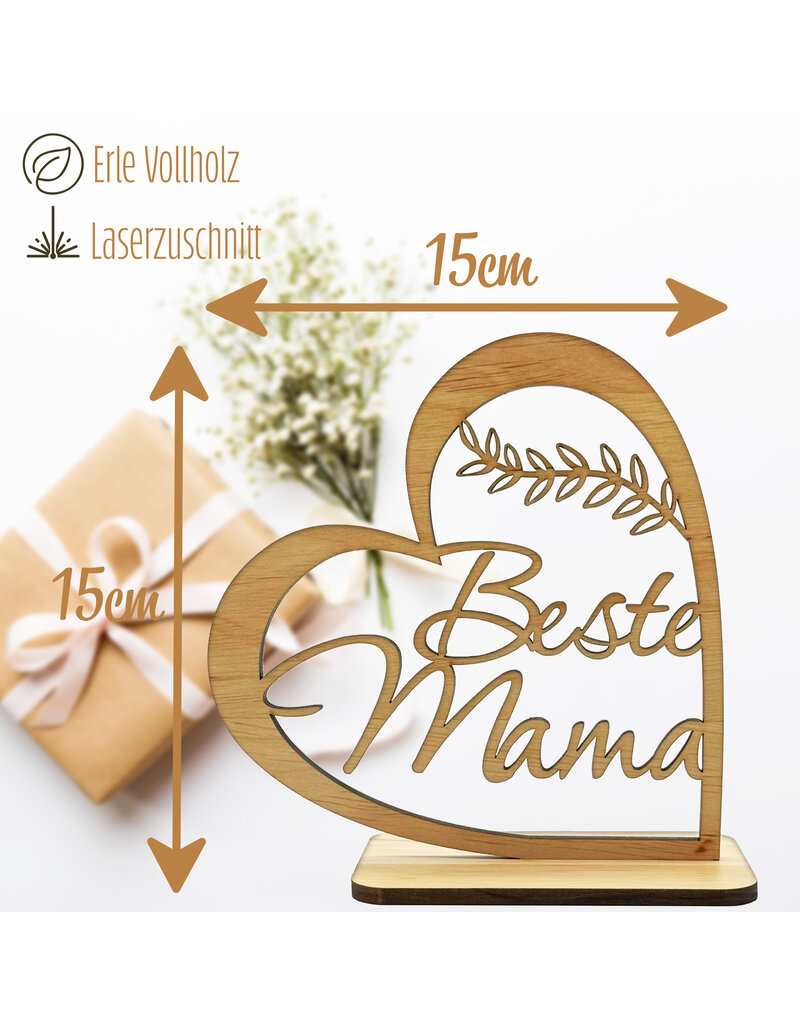 KS Laserdesign Das Deko Herz für die beste Mama der Welt