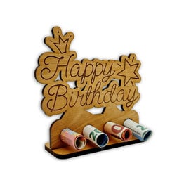 KS Laserdesign Geldgeschenk aus Holz - Happy Birthday- Geburtstagsgeschenke Geld originell Verpackung