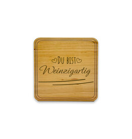 KS Laserdesign Glasuntersetzer Holz mit Gravur 'Weinzigartig' Geschenkidee