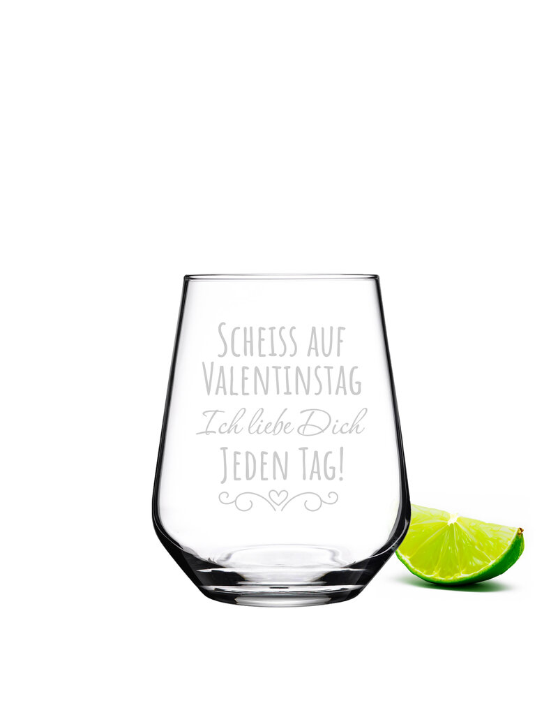 KS Laserdesign Das Glas mit lustigem Spruch scheiss auf Valentinstag