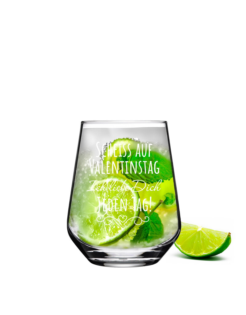 KS Laserdesign Das Glas mit lustigem Spruch scheiss auf Valentinstag