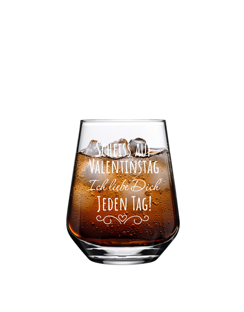 KS Laserdesign Das Glas mit lustigem Spruch scheiss auf Valentinstag