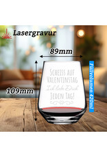 KS Laserdesign Das Glas mit lustigem Spruch scheiss auf Valentinstag