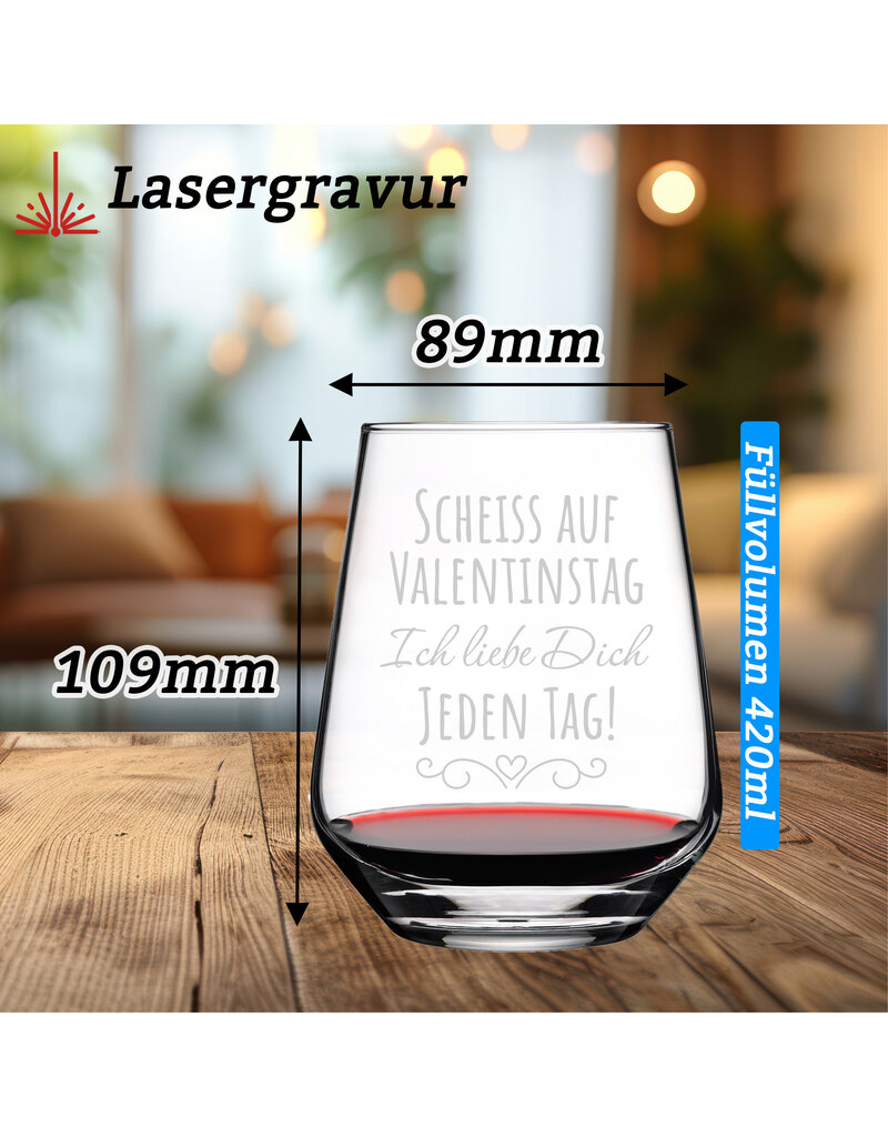 KS Laserdesign Das Glas mit lustigem Spruch scheiss auf Valentinstag