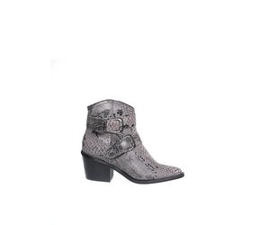 POELMAN Dames Laars Slangenprint Taupezwart POELMAN Dames Laars Slangenprint Taupezwart