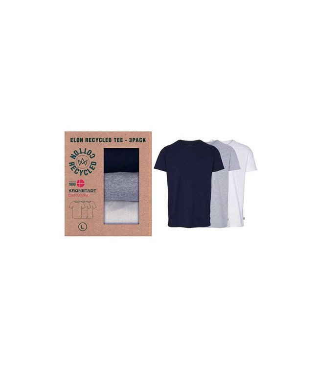 KRONSTADT KRONSTADT Elon recycled cotton 3-pack t-shirt KS3348 navy/white/black
