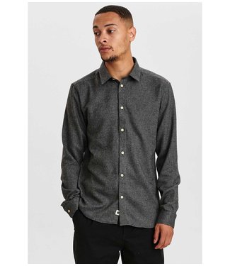 ANERKJENDT Anerkjendt Aklouis 2 tone melange shirt 900313 granit grey mel