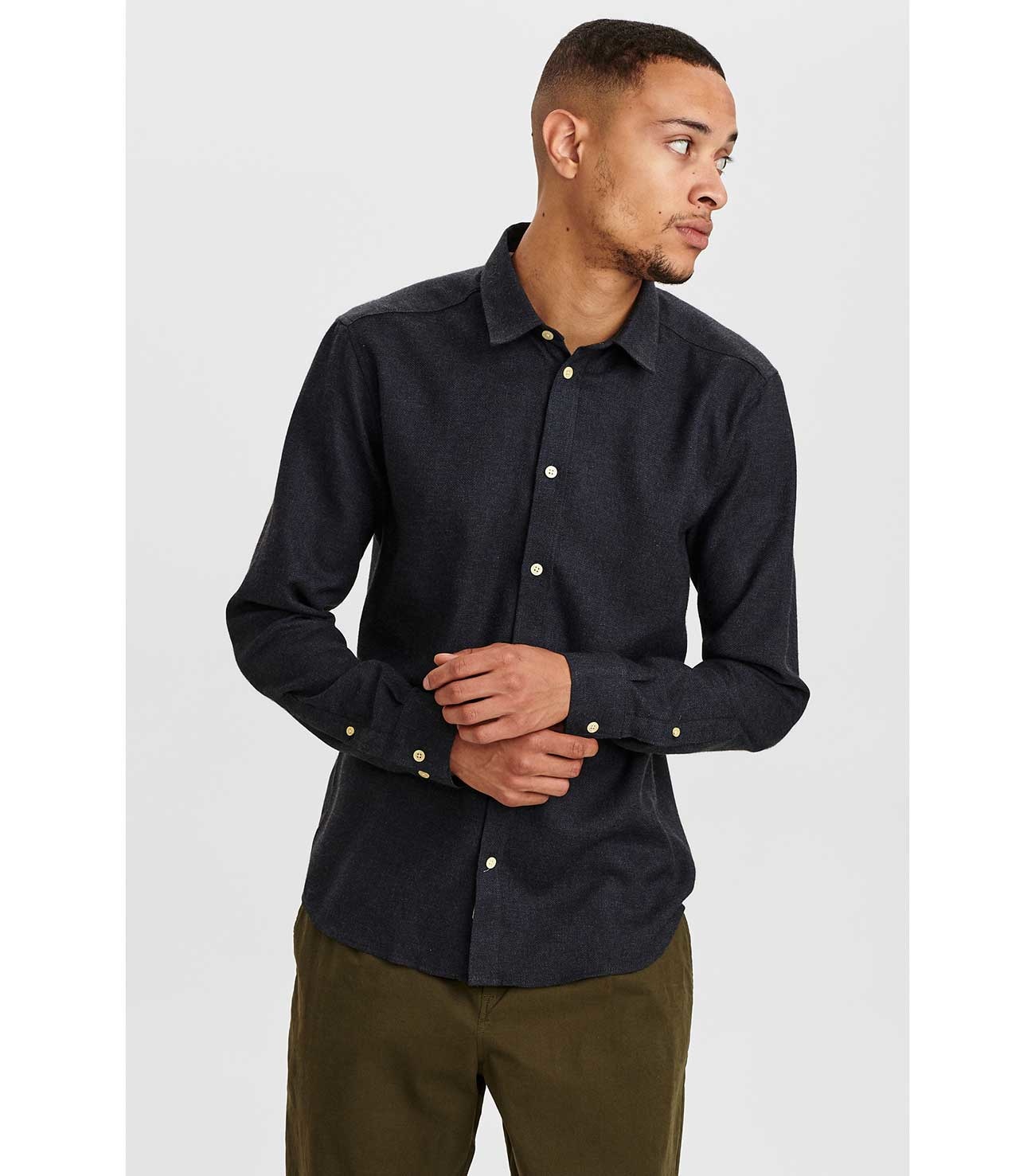 Anerkjendt Aklouis 2 tone melange shirt 900313 Caviar - De Ridder schoenen