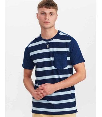 ANERKJENDT Anerkjendt Akrod Y/D stripe t shirt 900370 sky captain