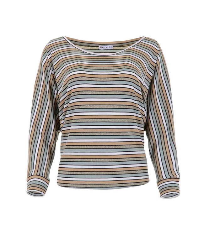 MAICAZZ Maicazz Yvonne Top SP22.60.022 Dusti Olive Stripe