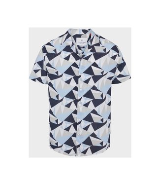 KRONSTADT Kronstadt cuba geometry s/s shirt blue KS3618