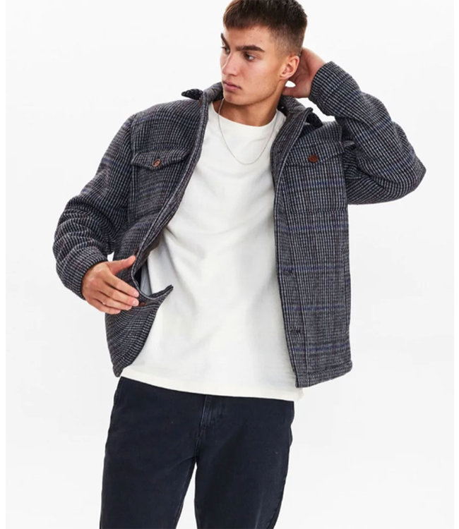 ANERKJENDT Anerkjendt akbastian check jacket dark grey mel 900823