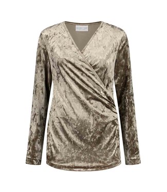 HELENA HART Helena Hart 7463 Overslag top velvet Latte