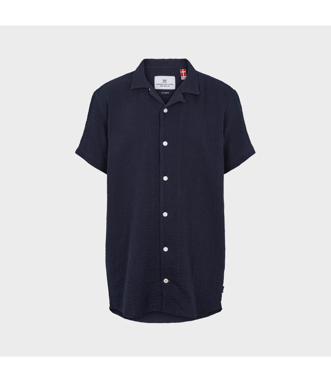 KRONSTADT Kronstadt KS3956 Cuba Muslin Shirt SS Navy