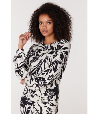 JANSEN AMSTERDAM juffrouw jansen hvf198 top flower print winter white black