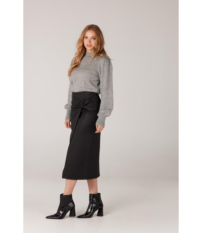 JANSEN AMSTERDAM juffrouw jansen cs674 skirt calflenght with knotdetail black