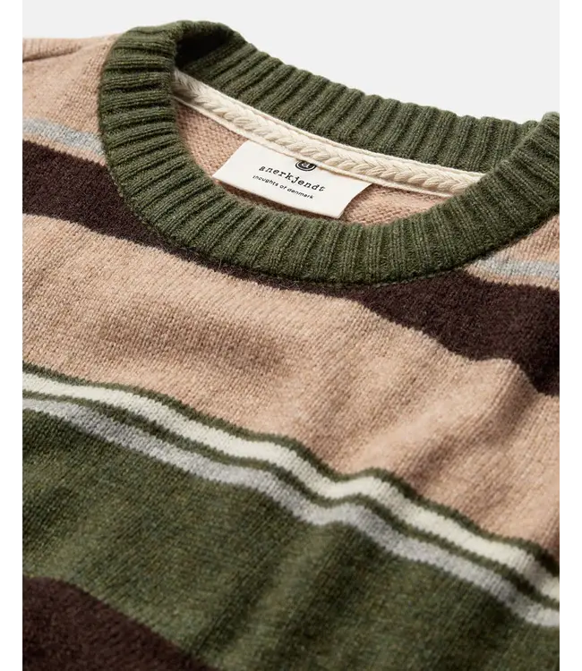 ANERKJENDT Anerkjendt Aksune jac stripe lambswool knit Forest night