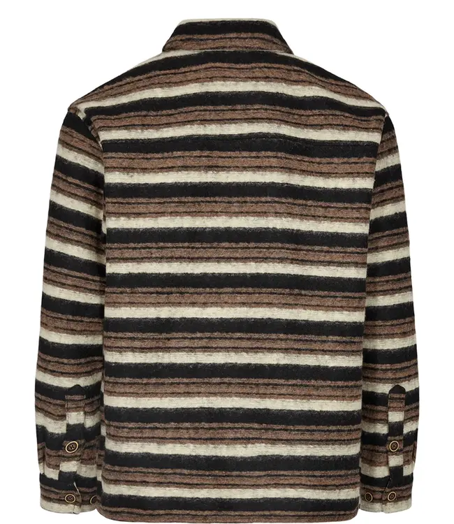 ANERKJENDT Anerkjendt akotto wool stripe overshirt chocolate brown