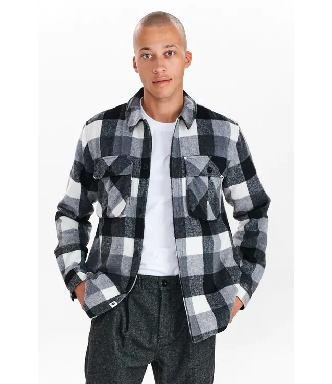 ANERKJENDT ANERKJEND style 900834 aksigurd checked lumber jacket 0526 Dark grey mel