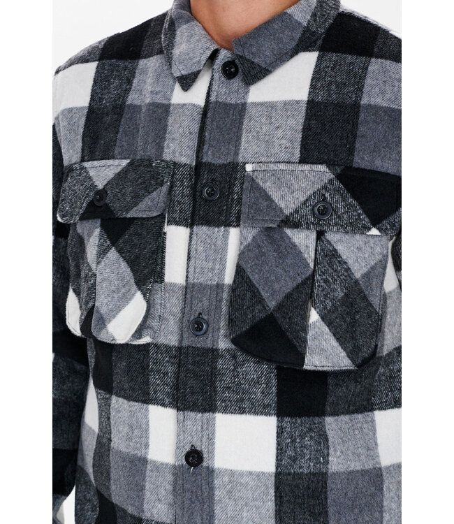 ANERKJENDT ANERKJEND style 900834 aksigurd checked lumber jacket 0526 Dark grey mel