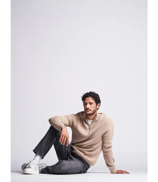 GABBA Gabba cape Roll neck knit Light Sand 10078