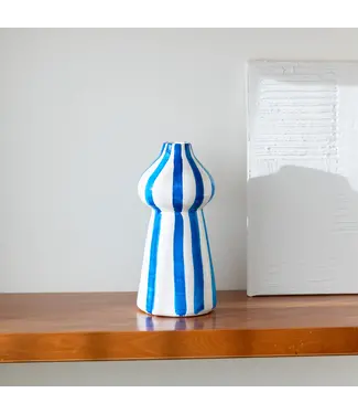 Oito Atelier Bolonha Handgemaakt Wit/Blauw Vaas