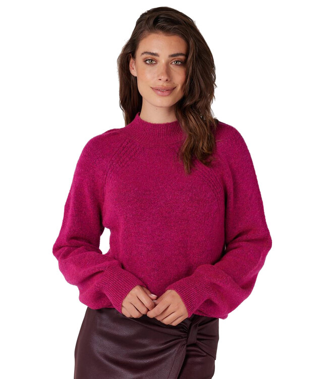 JANSEN AMSTERDAM Juffrouw Jansen K190 Knit Turtle Neck Raglan Long Sleeves Bailey Fuchsia