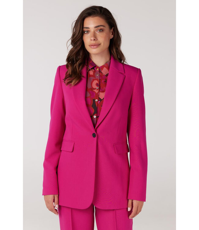 JANSEN AMSTERDAM Juffrouw Jansen WQ238 Woven Blazer Cannes Fuchsia